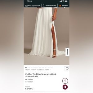 Davids Bridal White Skirt with Slit